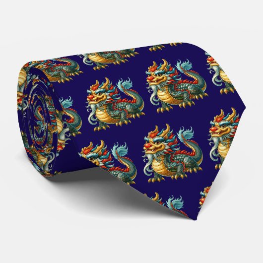 Cooler japanischer Drache mit Fliesen Krawatte (Gerollt)