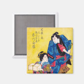 Cooler japanischer Geisha- und Samurai-Krieger Magnet (Vorderseite/Rückseite)