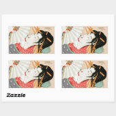 Cooler japanischer Holzdruck-Geishi mit Fanarte Rechteckiger Aufkleber (Blatt)