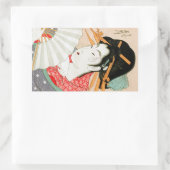 Cooler japanischer Holzdruck-Geishi mit Fanarte Rechteckiger Aufkleber (Tasche)