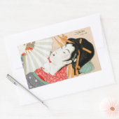 Cooler japanischer Holzdruck-Geishi mit Fanarte Rechteckiger Aufkleber (Umschlag)