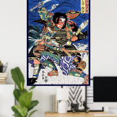 Cooler japanischer Ukiyo-e-legendärer Krieger Samu Poster (Heimbüro)