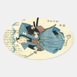 Cooler japanischer Vintager ukiyo-e samurai-Kriege Ovaler Aufkleber