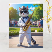 Cooler Jazz-Kater Karte (Gelbe Blume)