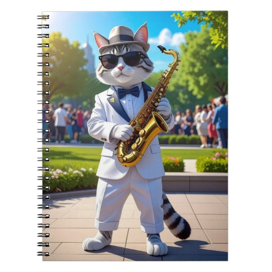 Cooler Jazz-Kater Notizblock (Vorderseite)
