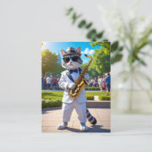 Cooler Jazz-Kater Postkarte (Stehend Vorderseite)