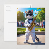 Cooler Jazz-Kater Postkarte (Vorne/Hinten)