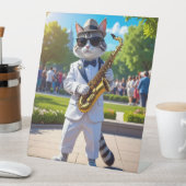 Cooler Jazz-Kater Sockelschild (In Situ)