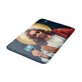 Cooler Jesus mit Wein Badematte (Schrägansicht)
