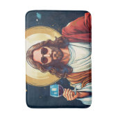Cooler Jesus mit Wein Badematte (Vorderseite Vertikal)