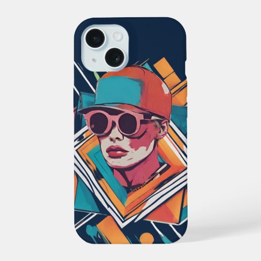 Cooler Junge, abstrakte dynamische Pop Kunst iPhone 15 Hülle (Rückseite)