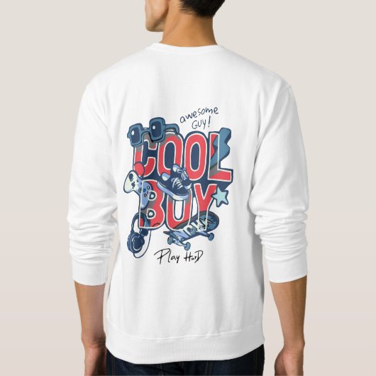 Cooler Junge mit stilvollen Hobby-Icons Sweatshirt (Rückseite)