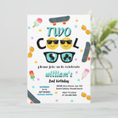 cooler Junge niedlicher Sommer süße zwei coole 2.  Einladung (Stehend Vorderseite)