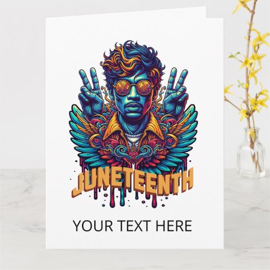 Cooler Jungsteinziger Schwarzgeschichte Monat Ange Karte (Gelbe Blume)