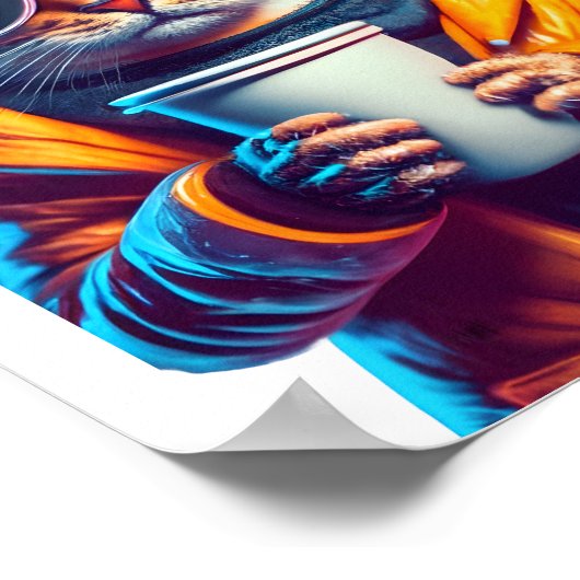 Cooler Kaffee Cat Moderne, stilvoll Poster (Ecke)