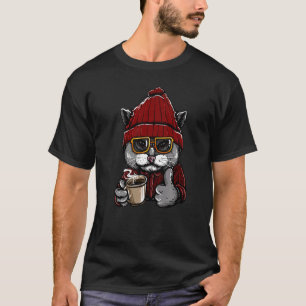 Cooler Kaffee Katze Vintage Katze Grafische Retro  T-Shirt