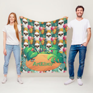 Cooler Kakadu mit Sonnenbrille bedruckt  Fleecedecke