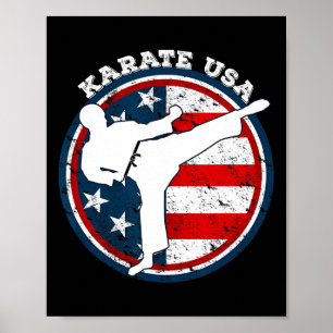 Cooler Karate mit amerikanischer Fahne für Frauen Poster