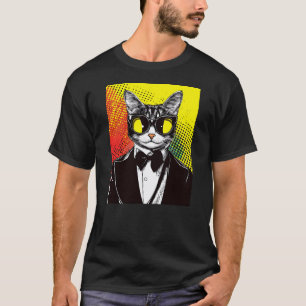 Cooler Kater mit Anzug und Fliege Retro oder Vinta T-Shirt