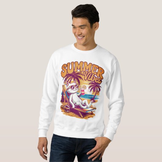 Cooler Katzen Sommerurlaub Sweatshirt (Vorne ganz)