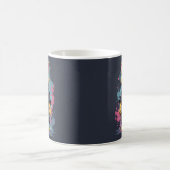 Cooler Katzenkrieger mit gelber Wasserfarbe Kaffeetasse (Mittel)