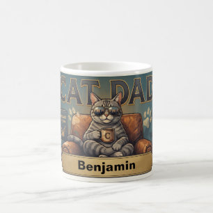 Cooler Katzenpapa Retro-Kaffee mit individuellem N Kaffeetasse