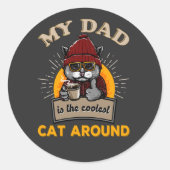 Cooler Katzenpapa Runder Aufkleber (Vorderseite)