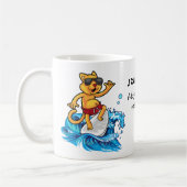 Cooler Katzensurfer Kaffeetasse (Links)