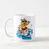 Cooler Katzensurfer Kaffeetasse (Links)