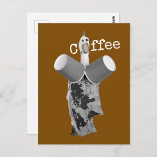 Cooler Kautschukhähnchen-Kaffee Postkarte