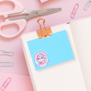 Cooler Kawaii Gamer Girl Dog in Baby Blue Post-it Klebezettel