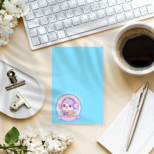 Cooler Kawaii Gamer Girl Dog in Baby Blue Post-it Klebezettel