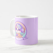 Cooler Kawaii Gamer Girl Dog Lila mit Name Kaffeetasse (Vorderseite Links)