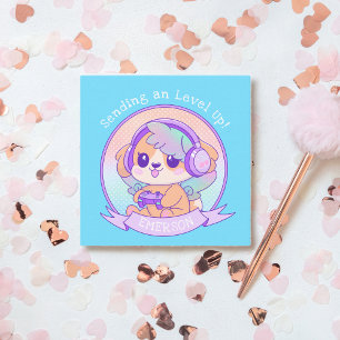 Cooler Kawaii Gamer Girl Hund Geburtstagswünsche i Mitteilungskarte