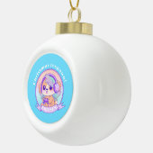 Cooler Kawaii Weihnachts-Gamer-Girl-Hund in Blauer Keramik Kugel-Ornament (Rechts)