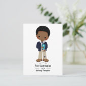 Cooler Khaki Black Boy Erste Heilige Kommune Einla Postkarte (Stehend Vorderseite)