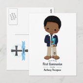 Cooler Khaki Black Boy Erste Heilige Kommune Einla Postkarte (Vorne/Hinten)
