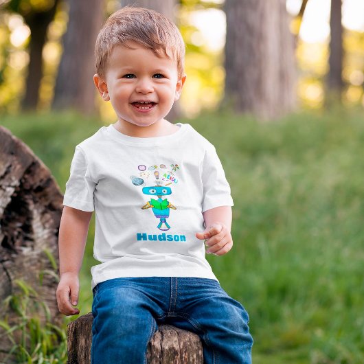 Cooler Kids-Roboter, der aus dem Personalisierten  Baby T-shirt