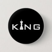 Cooler King Typografie-Schachspieler Button (Vorderseite)