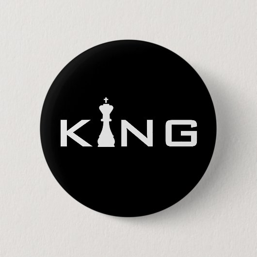 Cooler King Typografie-Schachspieler Button (Vorderseite)
