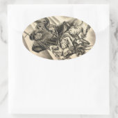 Cooler klassischer Vintager japanischer Samurai-Ti Ovaler Aufkleber (Tasche)