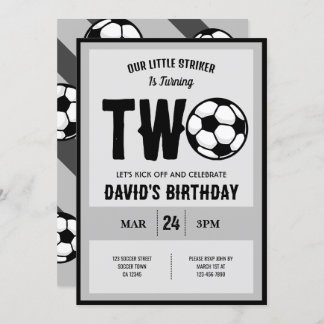 Cooler Kleiner Striker Fußball 2. Geburtstag Einladung