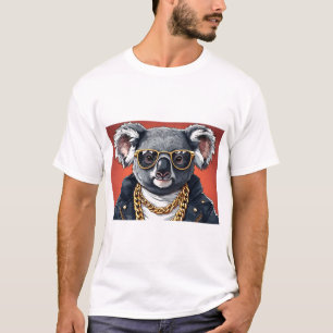 Cooler Koala-Bär in Sonnenbrille mit rotem Hinterg T-Shirt