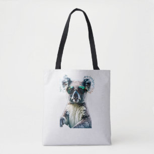 Cooler Koala in einem Jeep mit Ray-Ban Style Sonne Tasche