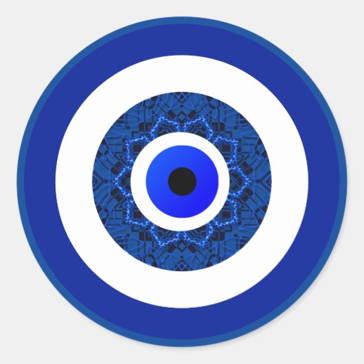 Cooler Kobalt Blau Griechisch Mandala Nazar Evil E Runder Aufkleber (Vorderseite)