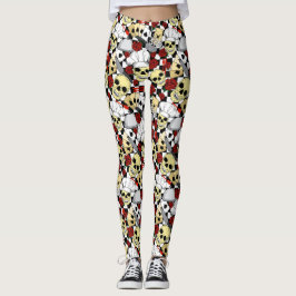Cooler Koch Skull-Rote Rosen Schwarz-weiß Checkboa Leggings