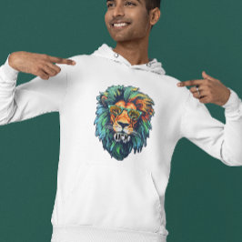 Cooler König – Farbiger Löwe mit Sonnenbrille Desi Hoodie