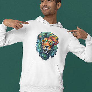 Cooler König – Farbiger Löwe mit Sonnenbrille Desi Hoodie