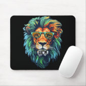Cooler König – Farbiger Löwe mit Sonnenbrille-Desi Mousepad (Mit Mouse)