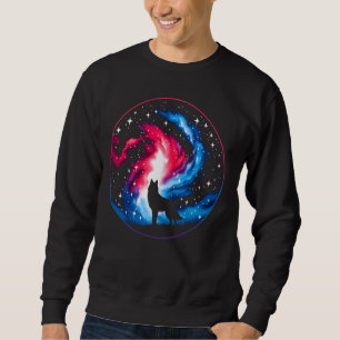 Cooler kosmischer Wolf Galaxy Graphic Space Art Sweatshirt